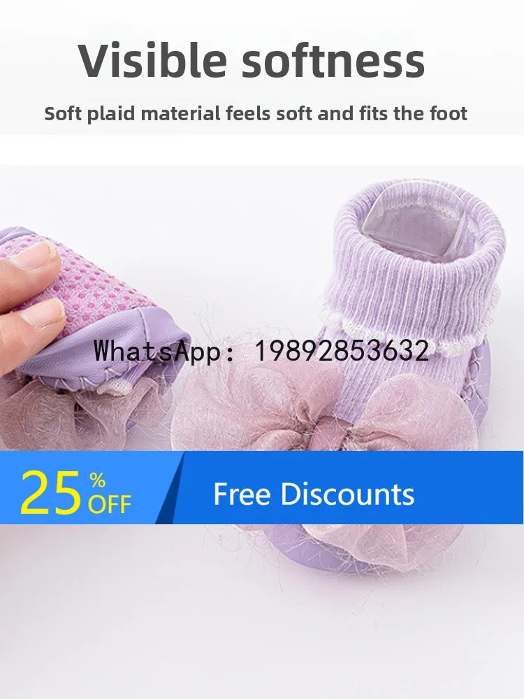 جوارب أطفال رفيعة جديدة مع أحذية جوارب للمشي للأطفال بحافة دانتيل لاصقة مضادة للانزلاق #1