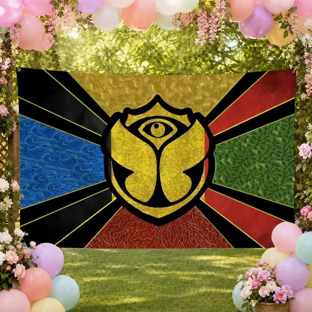 EDM Festival T-Tomorrowland Flags Fan Banner Tapestry Wall Hanging Garage BarDorm Camp Party Outdoor Home Decor Gift