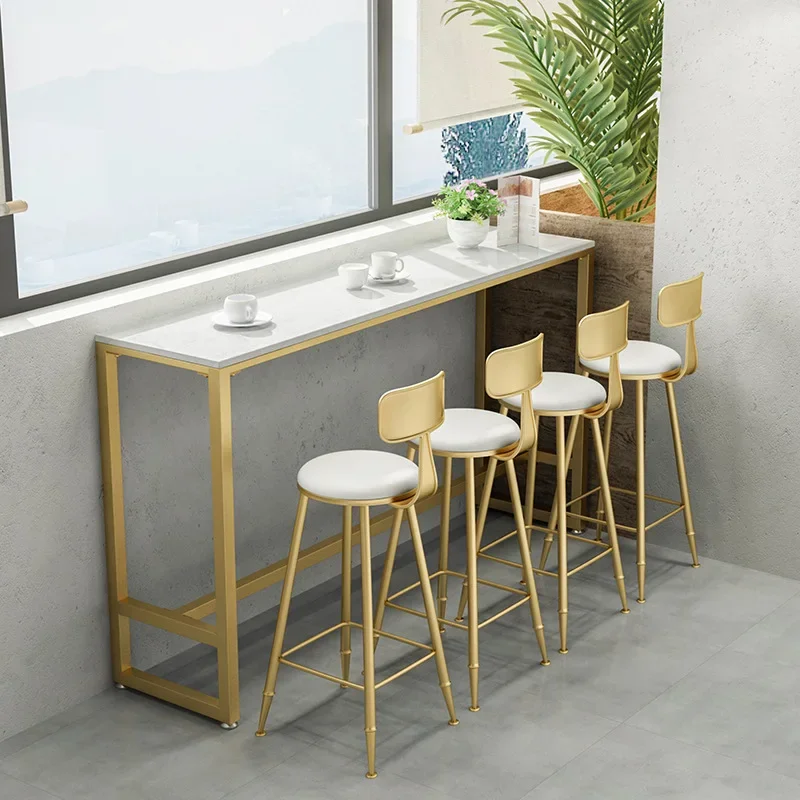 Marble Bar Table Against the Wall Narrow Strip Table Coffee Bar Tall Table
