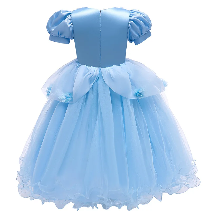 2 Color Long Style Girls Dress Summer New Lace Embroidery Bow Princess Dress For 3-10 Years Girls Party Evening Gown