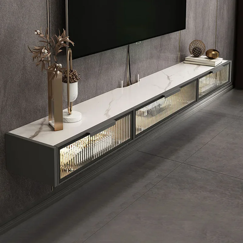 Nordic High End Wall Mounted Slate Tv Cabinet Modern Minimalist Living Room Storage Tv Stands Creative Home Furniture