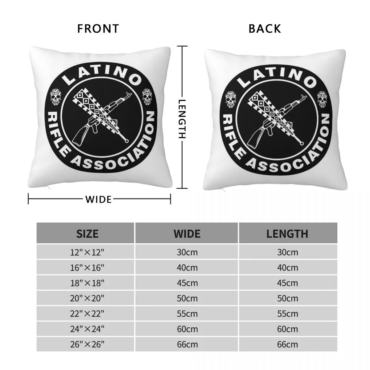 Latino Rifle Association Vintage Logo Square Pillowcase Pillow Cover Cushion Zip Decorative Comfort Throw Pillow for Home Car