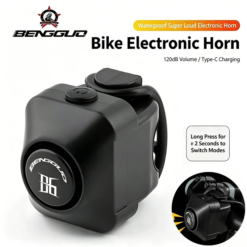 Image of Elektronische Fahrradklingel mit Lauter Warnfunktion, 110dB Sicherheitsglocke für Mountainbikes, Fahrräder und Roller, Lenker-Alarmklingel