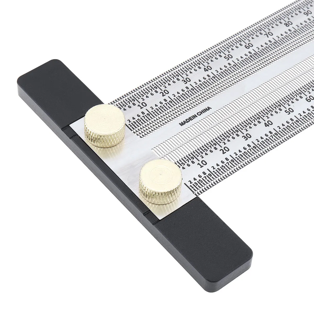 200/300/400 mm Precision Marking Stainless Steel T Ruler Scribing Gauge Rule Woodworking Measuring Tool with Automatic Pencil