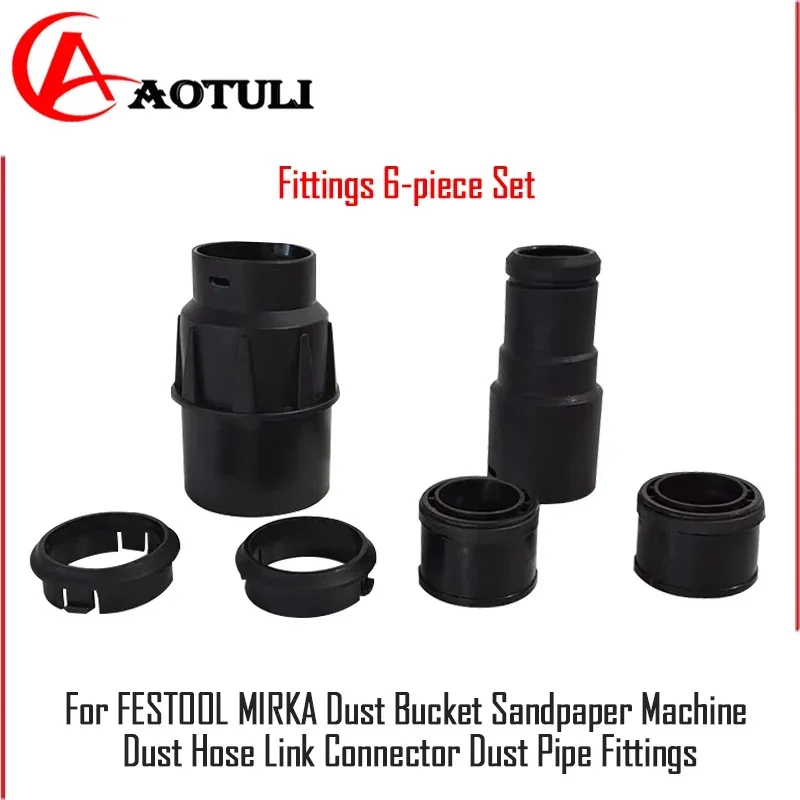 

Fittings 6-piece Set For FESTOOL MIRKA Dust Bucket Sandpaper Machine Dust Hose Link Connector Dust Pipe Fittings