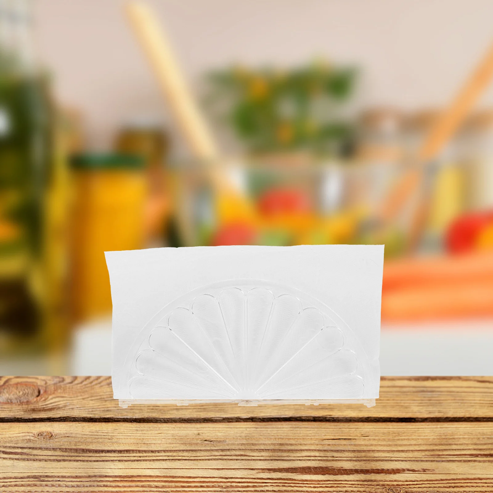 

6Pcs Clear Napkin Holder Semicircle Paper Tissue Organizer Decorative Stand for Home Restaurant Bar Cafe Napkin Holder