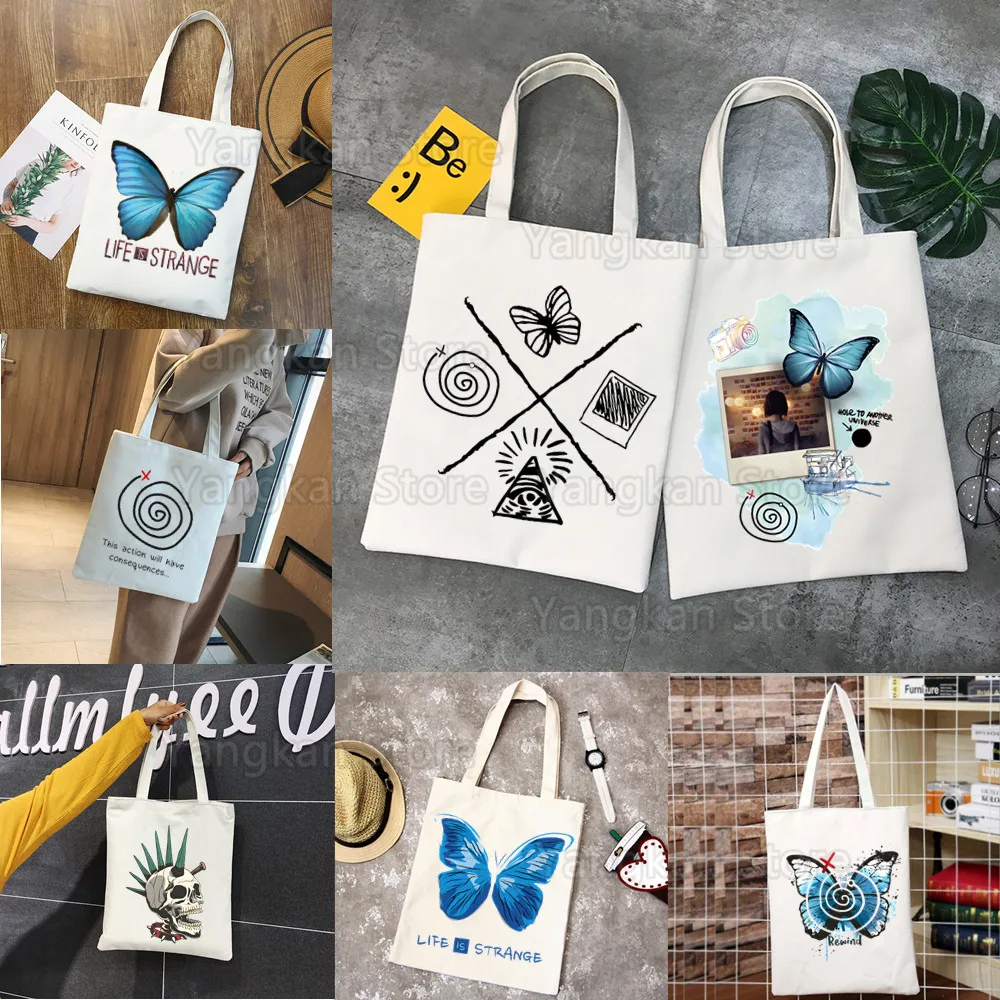 Life Is Strange Women Canvas Tote Bags กระเป๋าถือ กระเป๋าสะพาย กระเป๋าถือช้อปปิ้ง