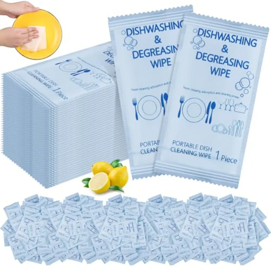 

Pcs Travel Dish Soap Wipes Individually Wrapped Dish Cleaning Wipes Disposable Portable Cleaner with Lemon Scent for Camping Ki