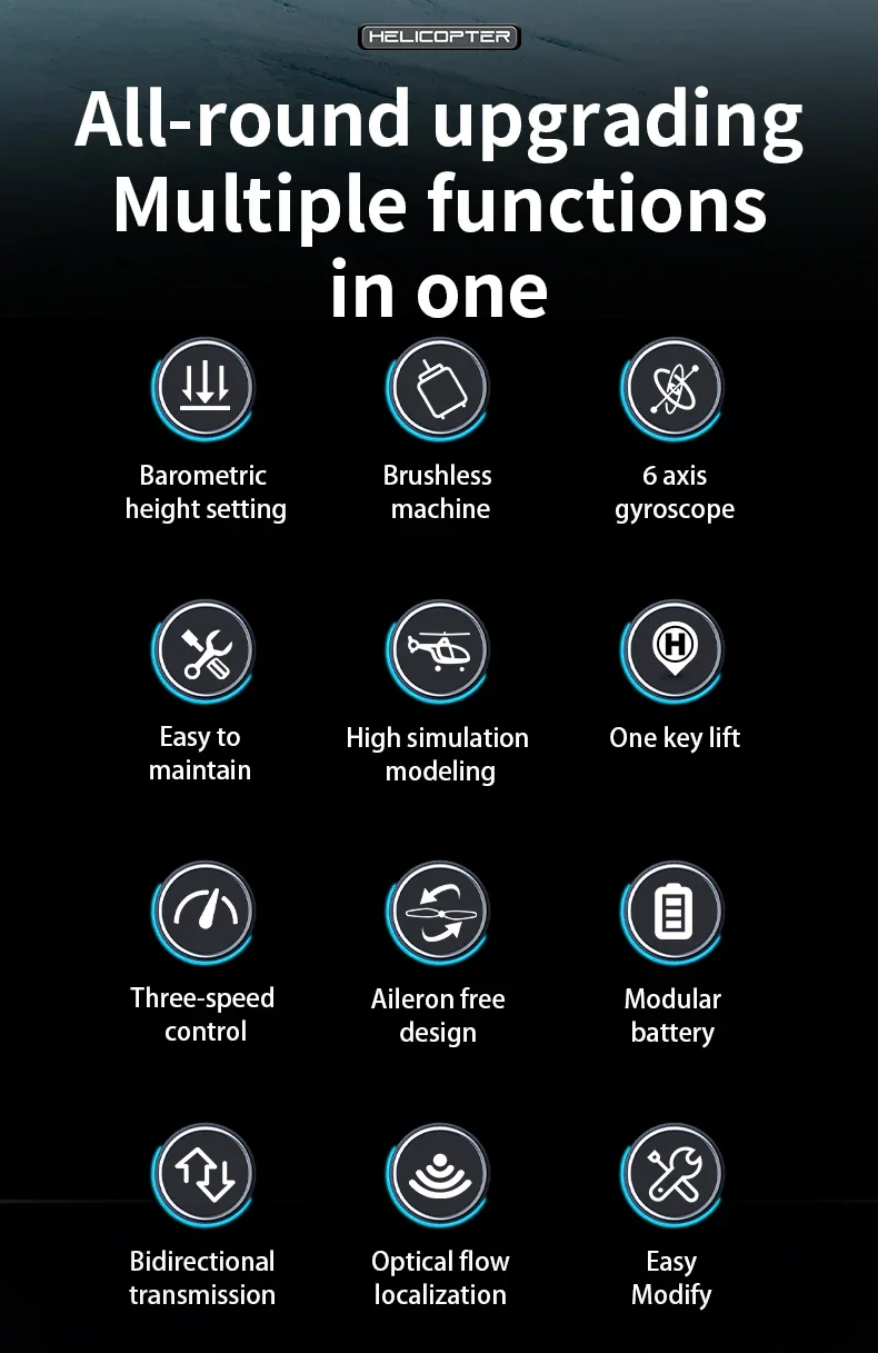 

C190 1:30 RC Helicopter H145 2.4G 6CH 6-Axis Gyro Optical Flow Localization Altitude Hold Flybarless for Adult Kid's Outdoor Toy