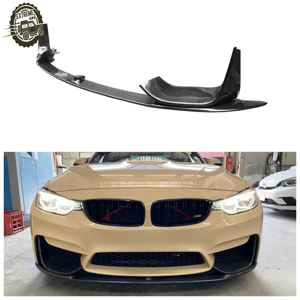 

New Performance Style Carbon Fiber Front Bumper Add-on Lip Screw-On Retrofit/Upgrade Fits for 2015-2020 for F80 M3 / F82 M4 Only