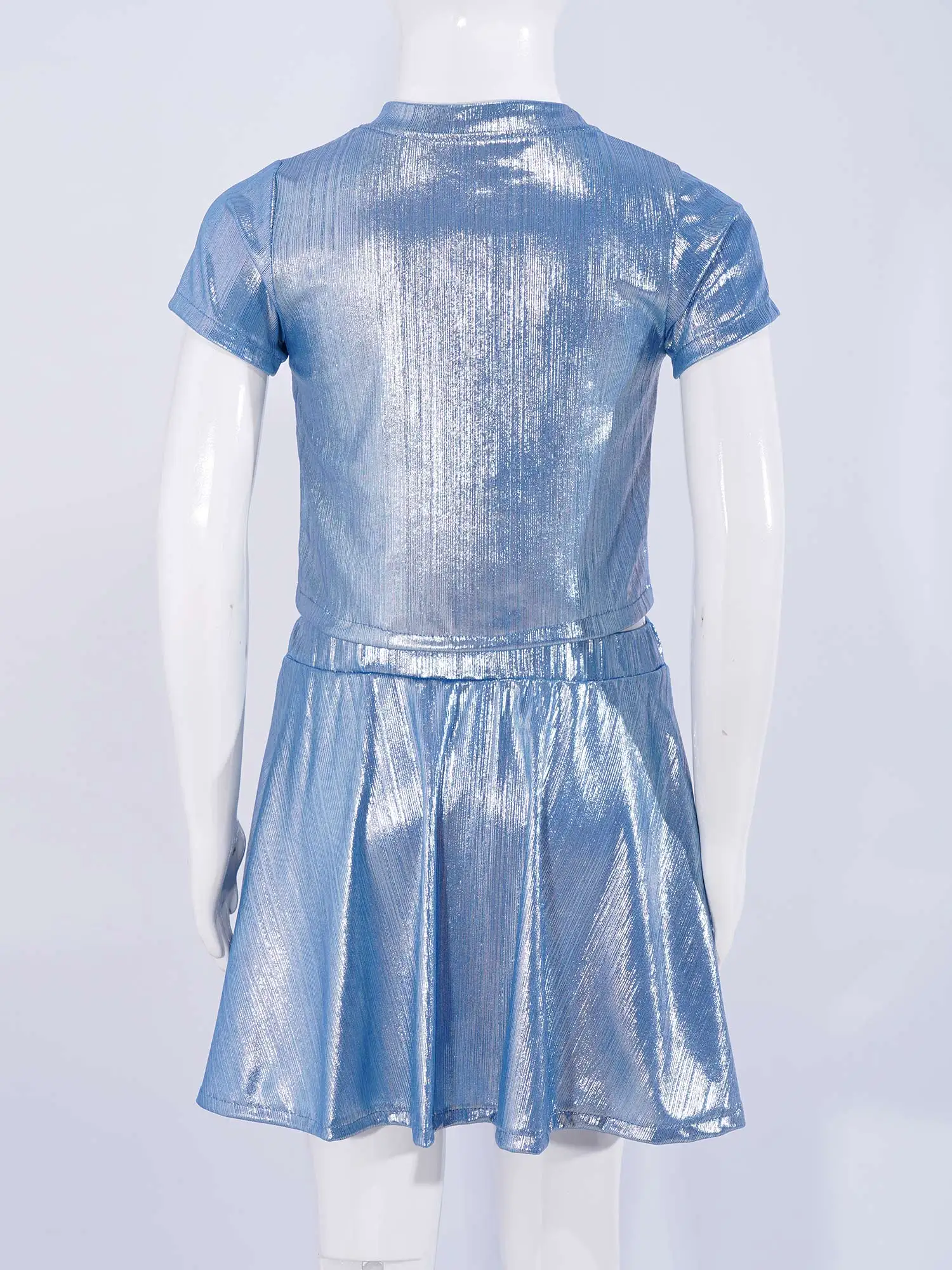

Kids Dancing Hip Hop Clothes Cheerleader Girls Outfit Disco Metallic Jazz Dance Costume Show Stage Performance Clothes Dancewear