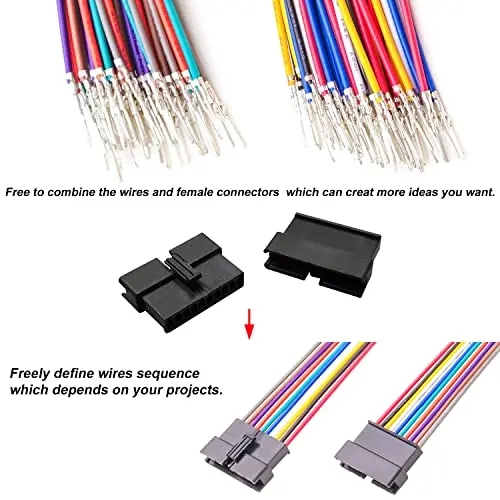 JST Connector Kit 2.5mm Pitch JST-SM 2.54 Male Female Connector with Premium 22AWG Both Pre-Crimped Cables,SM 2.54mm (SM-MF-B)