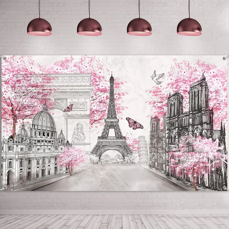 VIKAMA Eiffel Tower Paris Tapestry Party Backdrop Wall Hanging Cloth For Living Room Home Decoration