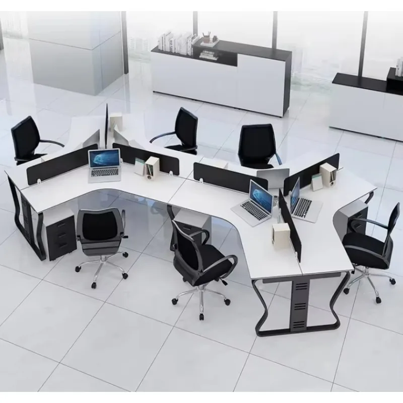 

Office 4 Seater Staff Steel Legs Workstation Partition Cubicle Desktop Pc Computer Table Desk Y Shape