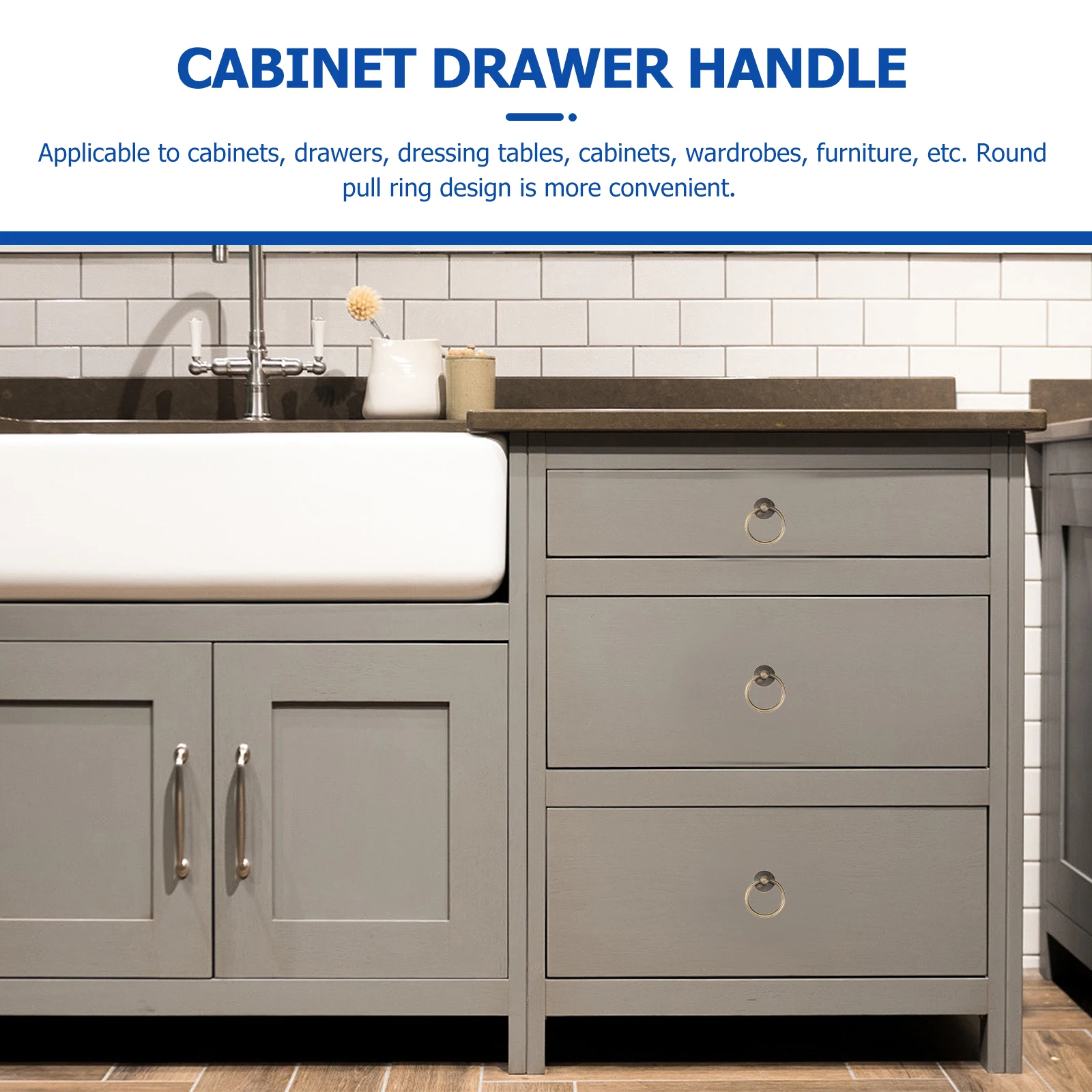 

12pcs Black Pull Handle Ring Zinc Alloy Iron Durable For Cabinet Drawer Dresser Cupboard Wardrobe Furniture Circular Knob