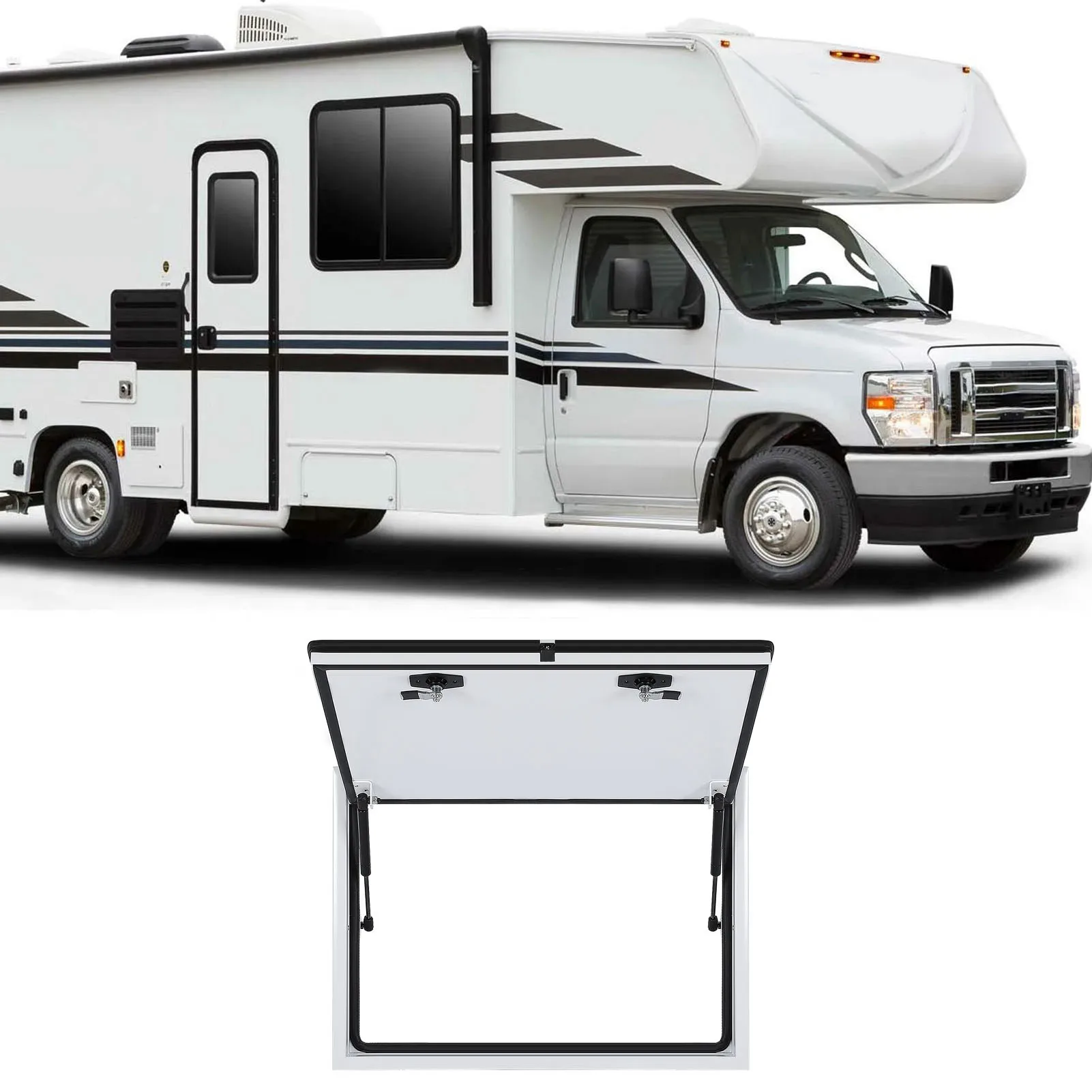 

Trailer Compartment Doors Anti Rust 120 Degree Opening UV Proof RV Baggage Door Waterproof with Safety Lock for Motorhome