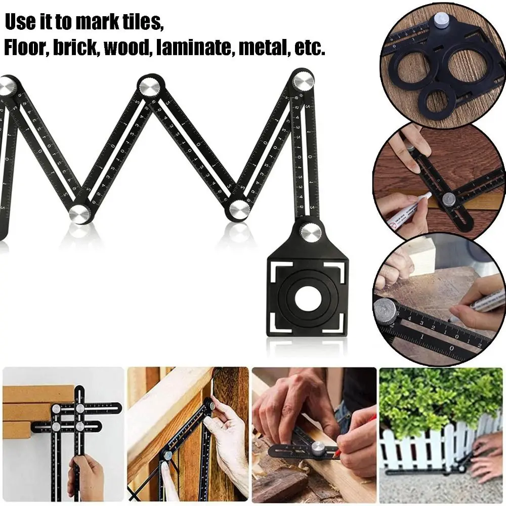 Adjustable Multi Angle Measuring Ruler Inches & Centimeters Corner Positioning 12-sides Ruler Practical Angle Finder