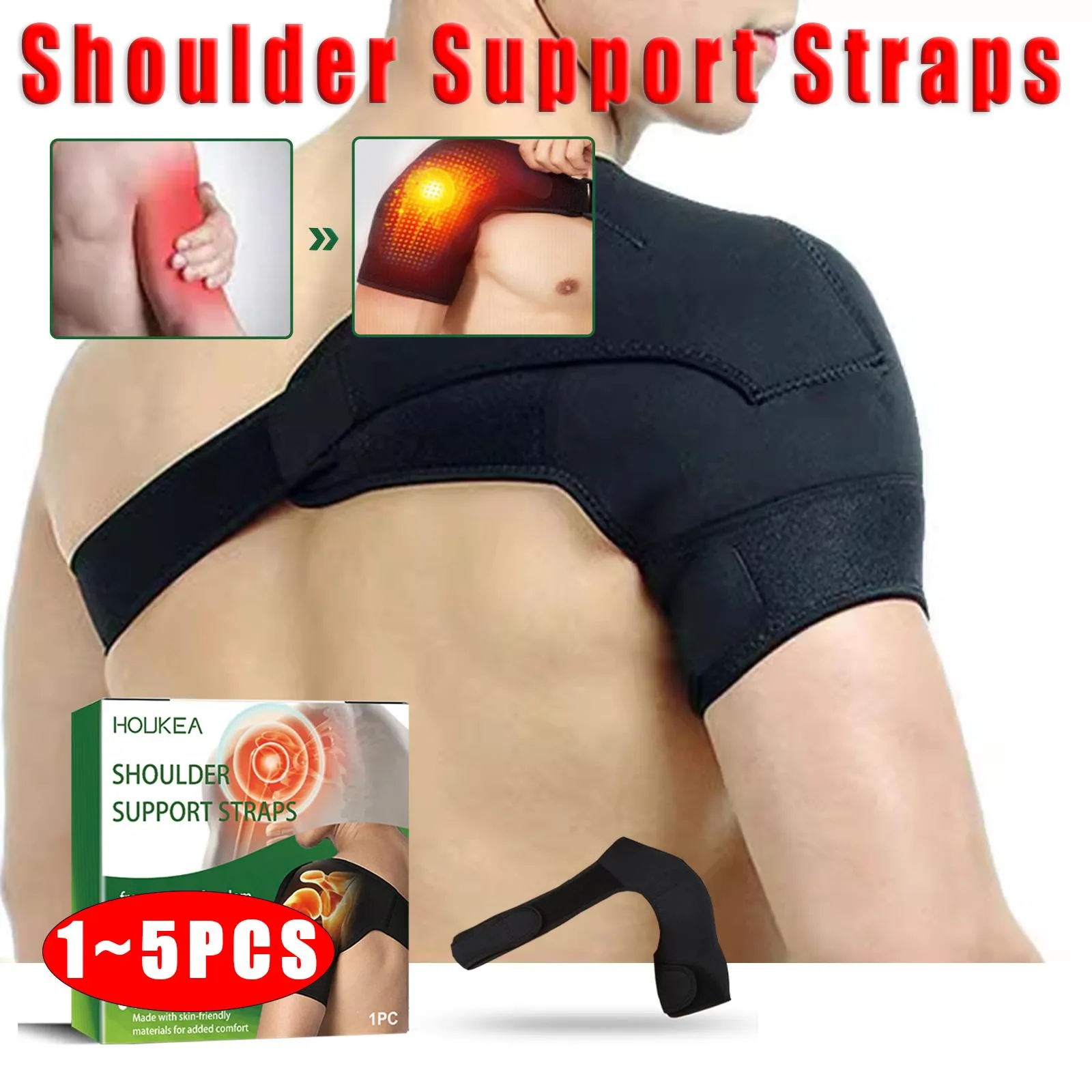 Magnet Self Heating Shoulder Brace Adjustable Pad Unisex Heat Therapy Shoulder Massager for Frozen Shoulder Pain Relief