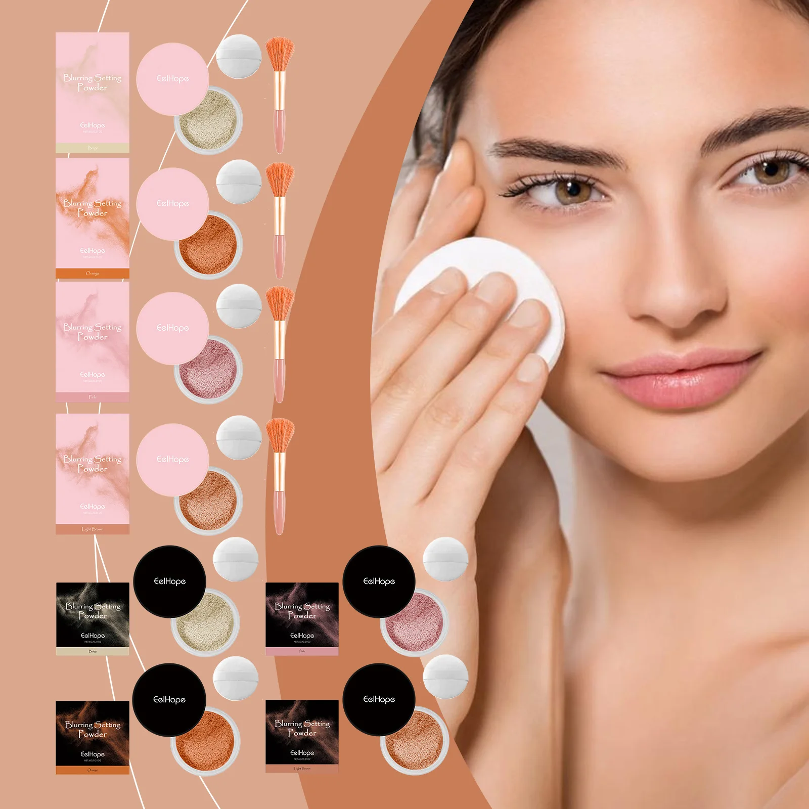 ぼかしセッティングパウダーナチュラルソフトマットオイルコントロール防水フェイスカバレッジコンシーラー持続固定メイクアップルースパウダー