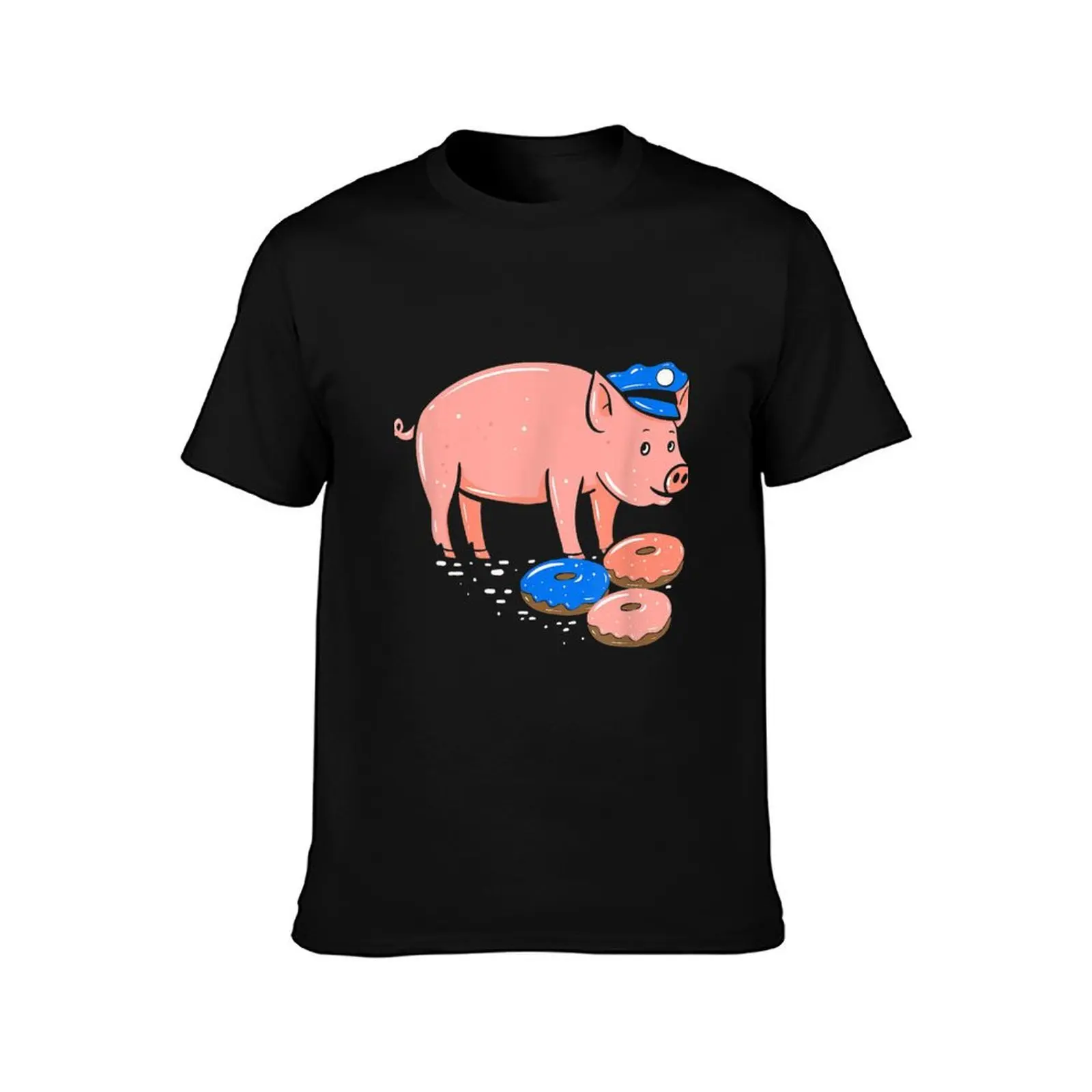 Pig Cop Funny Police Officer Doughnut Gift T-Shirt Breathable Sportswear for Men T-Shirt