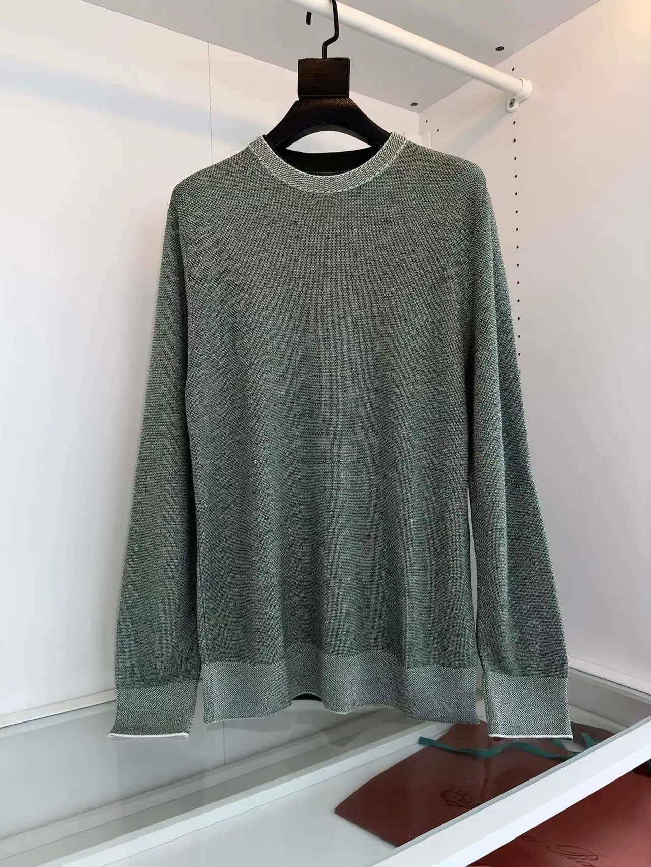 Men's autumn and winter new round neck knitted lp sweater wool blend men's casual long sleeved sweater