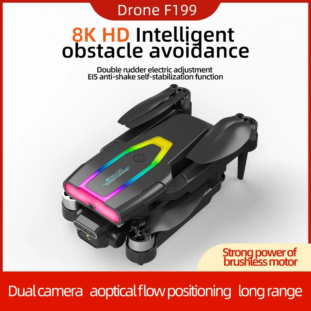 Drone F199 2024 P Grand Angle HD pour Touristes Caméra Professionnelle RC Pliable, Quadricoptère, Photographie Aérienne FPV, Hélicoptère, Jouets, Cadeau, 1080