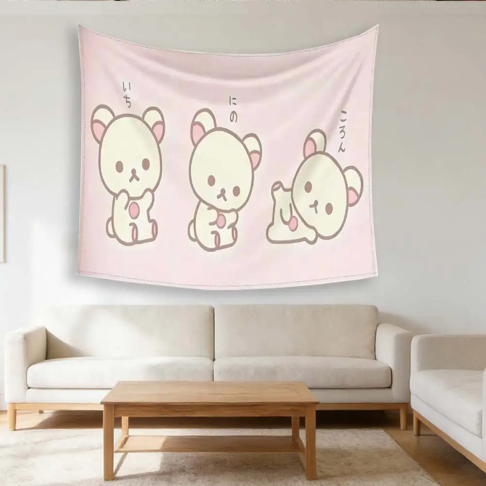 1pc Cute Bear Wall Tapestry for Bedroom Living Room, Cool Room Stuff, Large Size, Polyester 2D Print, Bedroom Stuff, Kawaii Them