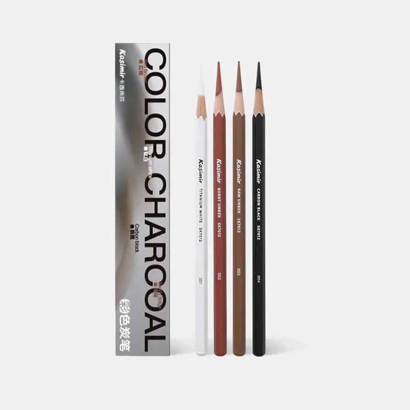 

4pcs Colored Charcoal Artist Professional Hand Pen White Highlighter Charcoal Student Soft Sketch Pencil