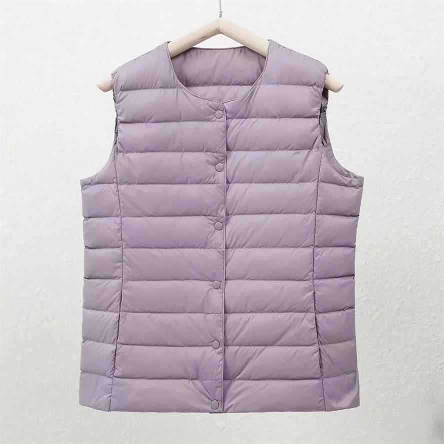 0-10℃ Ultralight Women Puffer Vest Coat 2024 Autumn Winter Warm Duck Down Waistcoat Portable Sleeveless Feather Jackets Lining