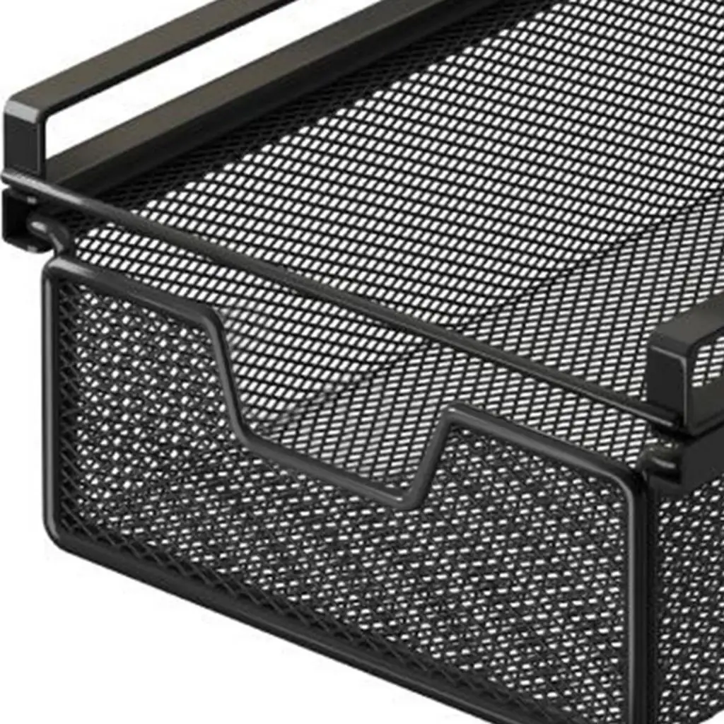 Rectangular Sliding Under Desk Drawer Storage Basket Pullout Organizer for Office Kitchen Shelf