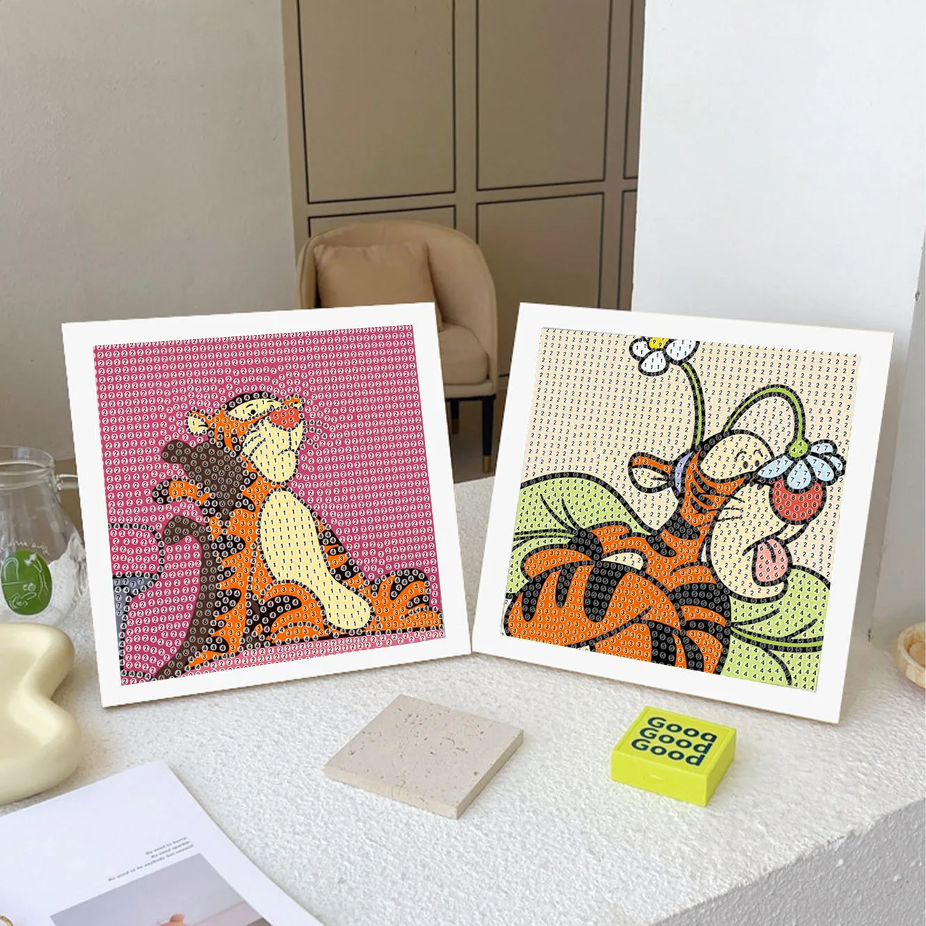 

Disney Cute Cartoon Tiggo Crystal Diamond Frame Decoration Painting Handmade DIY Cross Embroidery Cream Set Children's Gift