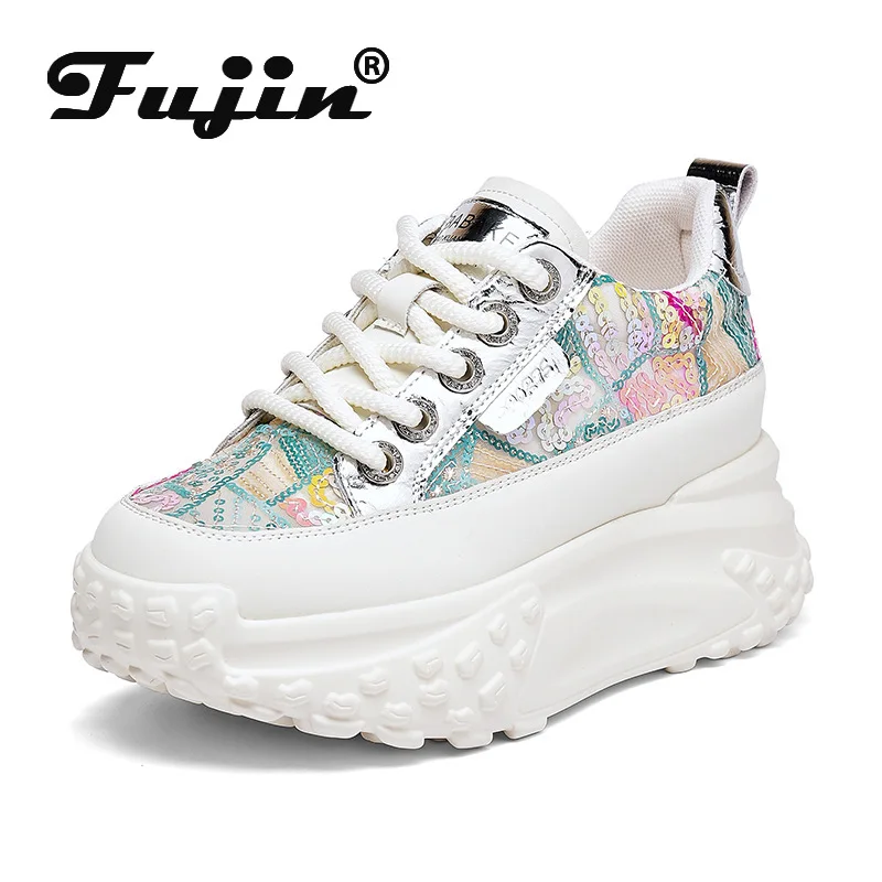 

Fujin 7cm Synthetic Genuine Leather Fashion Heel Boots Women Summer Shoes Platform Wedge Chunky Sneakers Women Pump Spring Shoes