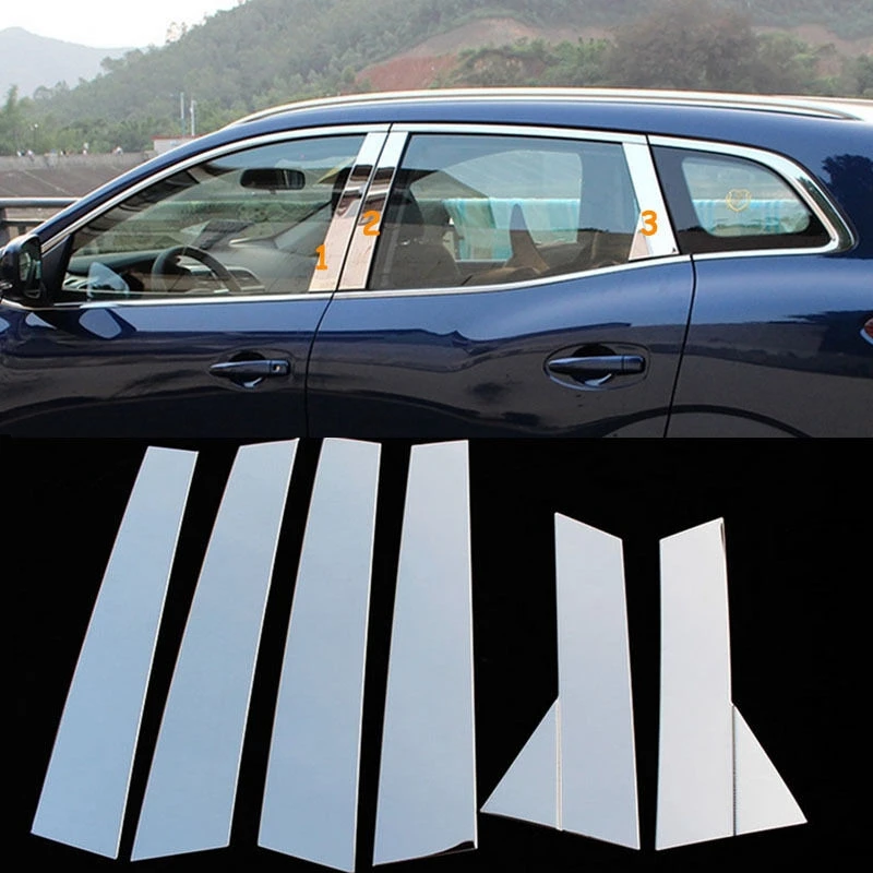 6Pcs Window B-Pillar Decorative Sticker Window Frame Center Pillar Cover Trim Strip Sticker For Renault Kadjar 2016-2019