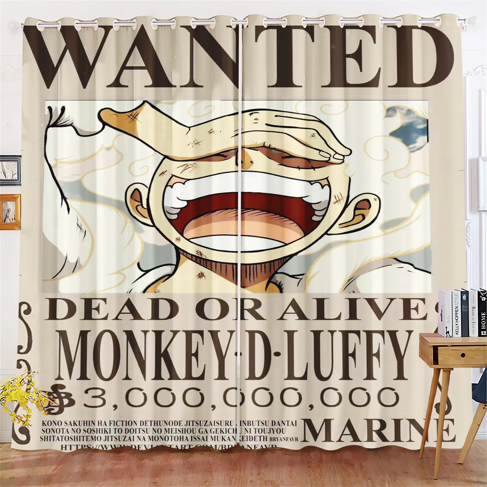 Cartoon Curtain Monkey D Luffy Gear 5 One Piece Cute Printing Home Curtains Living Room Bedroom Heat and Sun Protection