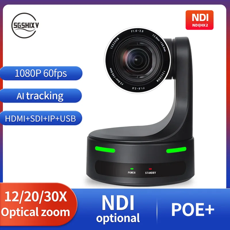 

ndi camera 20/30X Optical Zoom SDI HDMI IP support POE/AI Tracking for Church Worship Live Streaming Meeting Online Learn