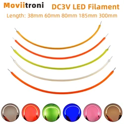 1 sztuk DC 3V LED żarnik elastyczny 38/60/80/185/300mm żarówka edisona część lampy 2200K COB LED żarówka dioda dekoracyjna DIY żarówka