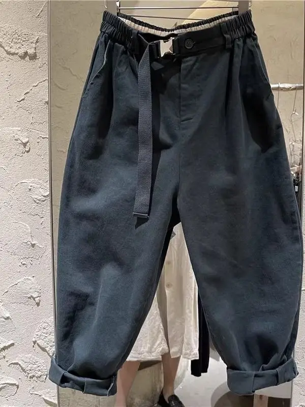 

Мужские повседневные брюки-шаровары свободного кроя, осенняя новинка, большие размеры, универсальные брюки в стиле «папины», эластичные прямые брюки