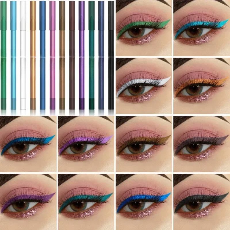 12 Kleur/Doos Waterdichte Eyeliner Make-Up Oogcosmetica Schoonheid Eyeliner Potlood Set Langdurige Eyeliner Potlood Kleurrijk Pigmenten