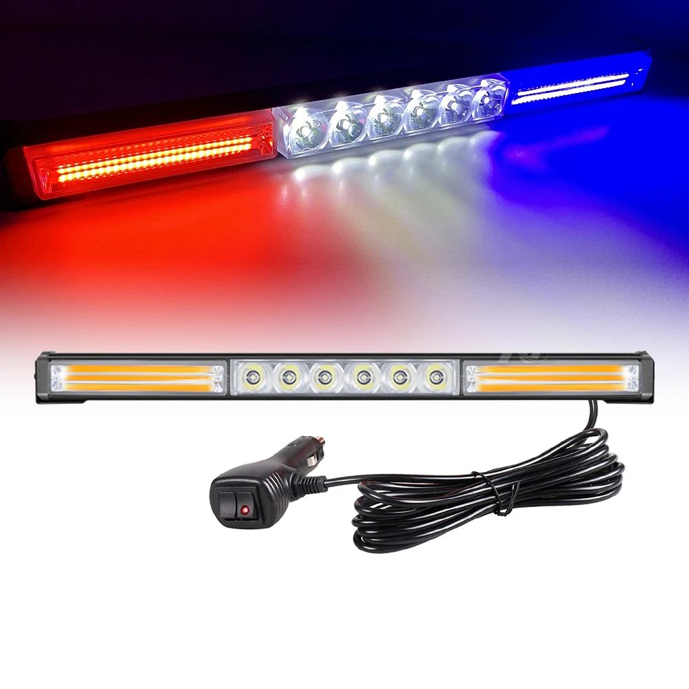 Red White Blue LED Car Emergency Strobe Light Bar Police Hazard Warning Caution Lights Beacon Vehicles safety signal lamp 12/24V