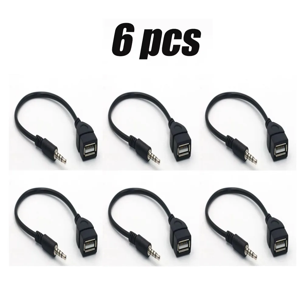 1/2/4/6/8/10Pcs Schwarz Auto Audio Kabel Zu USB Audio Kabel Auto Elektronik für Spielen Musik Auto Audio Kabel USB Kopfhörer Konverter