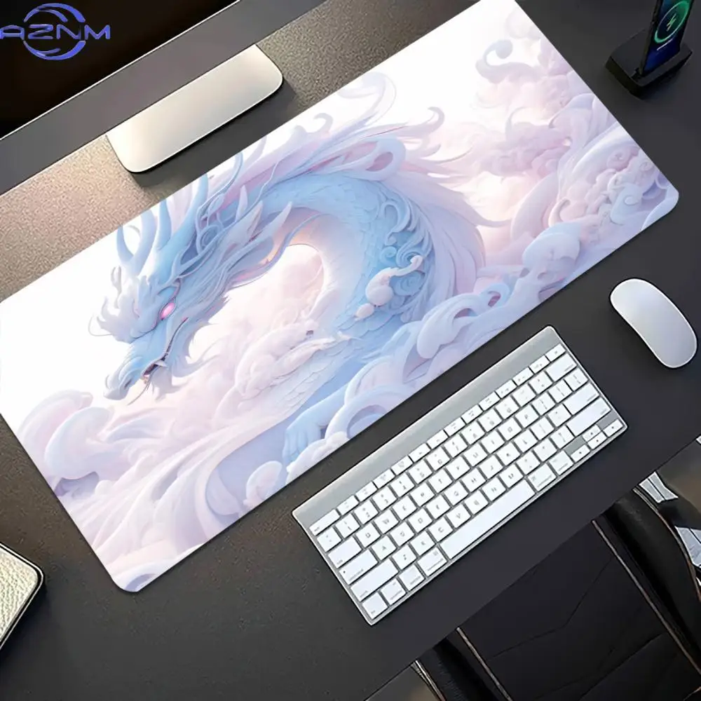 Oriental Ice Dragon Desk Mat Chinese Myth Gaming Mouse Pad Non Slip Rubber Extended Keyboard Laptop Office Workstation Pad