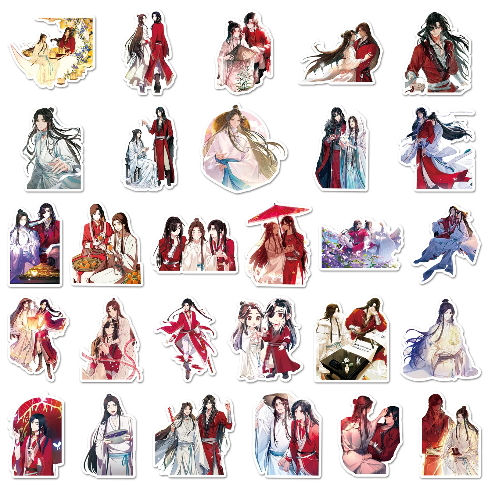 50/30/10PCS Heavenly Officials Bless Xie Lian Hua Cheng Popular Anime Two-dimensional Peripheral Phone Guka Skateboard Sticker