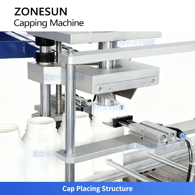 ZONESUN ZS-XG440H2 Auto F-Style Bottle Capping Machine High Speed Oil Drum Jug Sealer Servo Motor Large Container Packaging