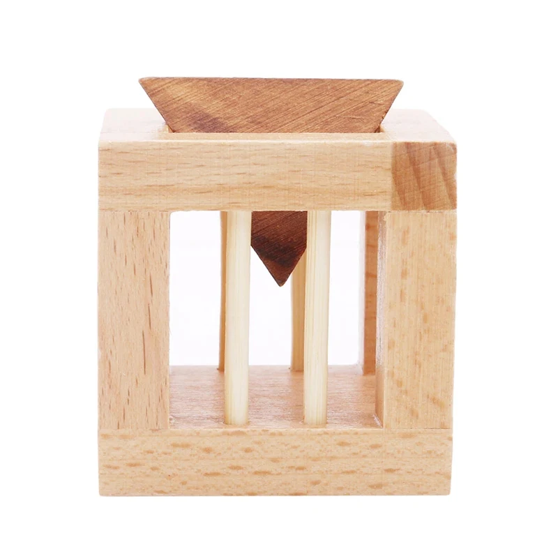 어린이 및 성인용 나무 두뇌 티저 퍼즐, 삼각형 루반 잠금, IQ 챌린지 게임, 교육 지능 장난감