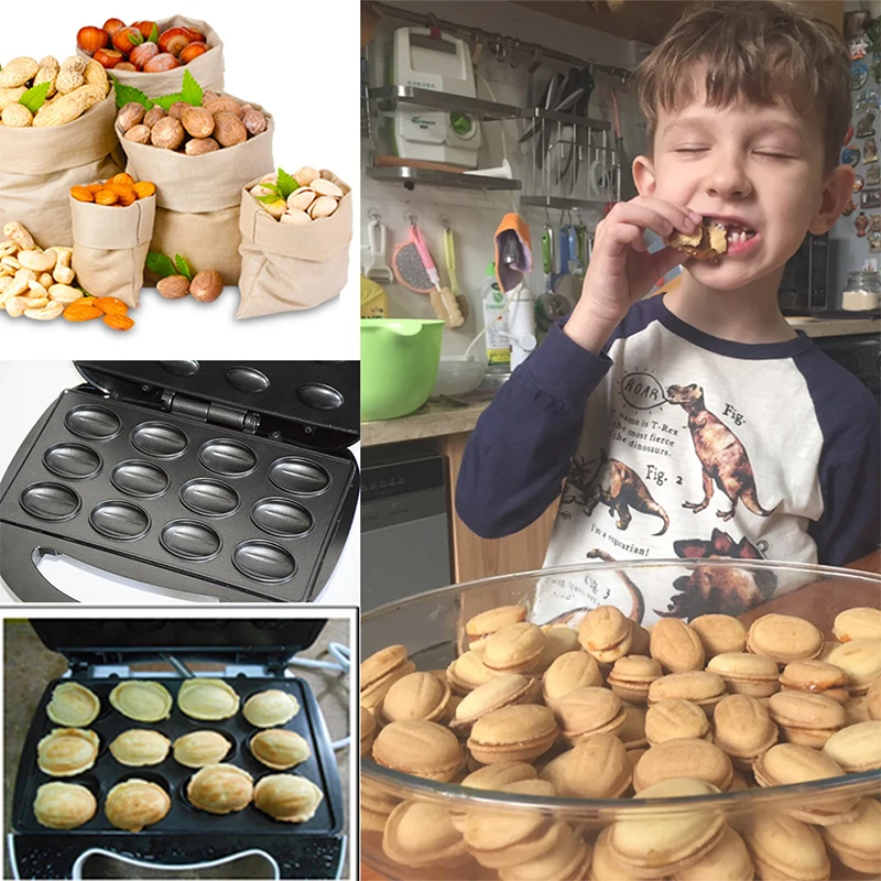Electric Nut Cake Maker Automatic Waffle Bread Baking Machine Sandwich Toaster Breakfast Pan Snack Baking Tools