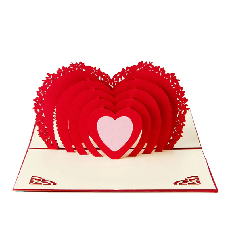 Carte cœur Pop-Up 3D, cartes vœux d'anniversaire mariage, saint-valentin, livraison directe