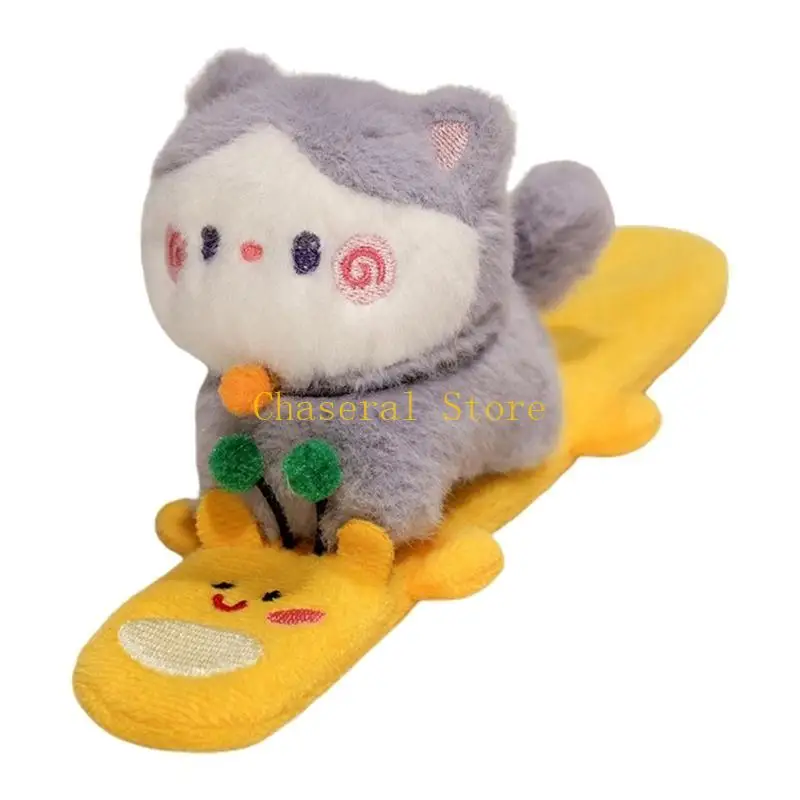 E7CE Soft Cartoon Slap Bracelet Plush Clap Circle Band for Gifting and Bicycles Decors
