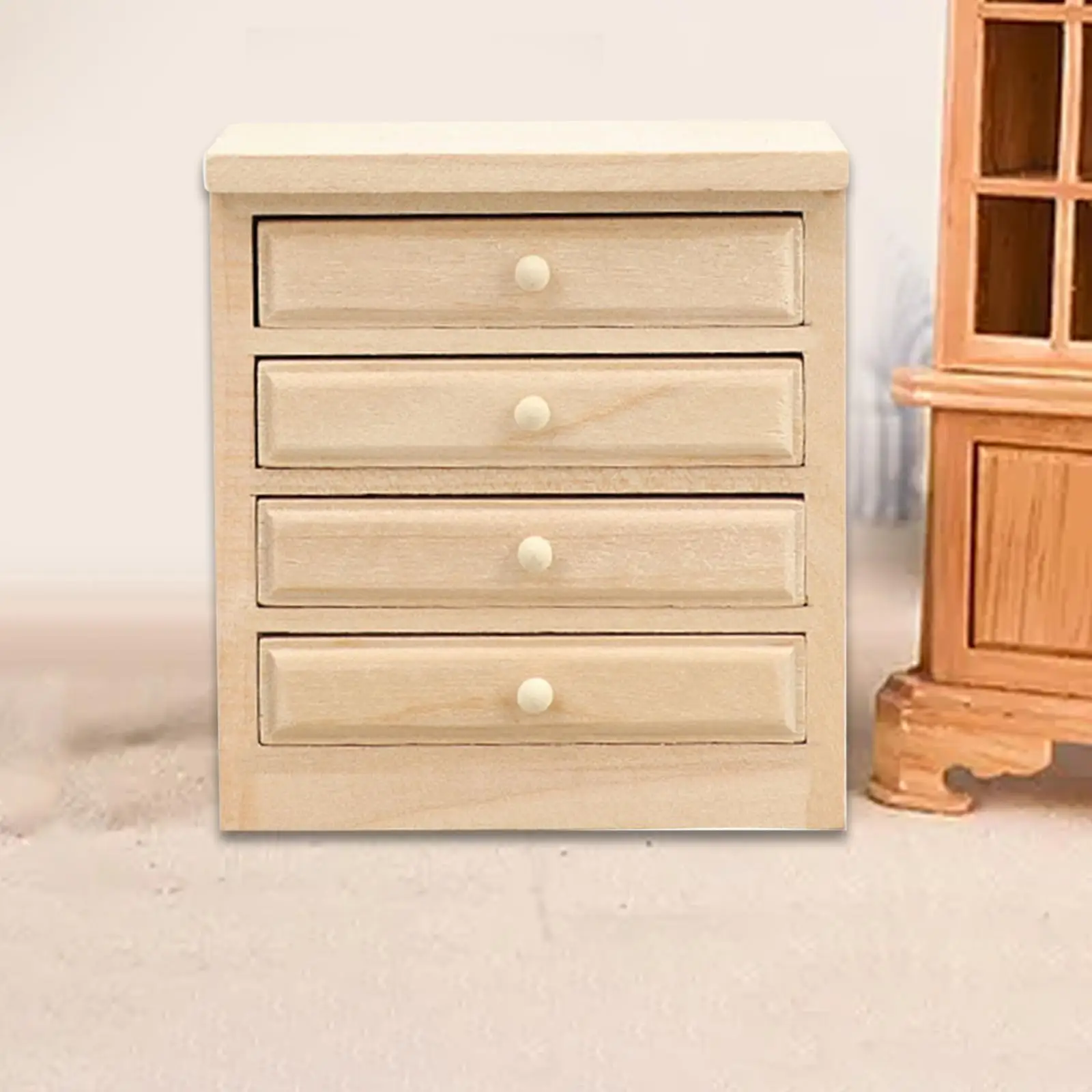 1:12 poppenhuismeubilair gesimuleerde houten kast voor doe-het-zelf-modelkinderen