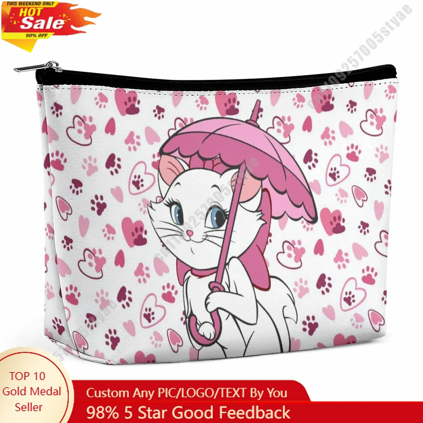 

Marie Cosmetic Bag Disney Cartoon Role DIY Customized Graphic Design Personalized Creation Holiday Gift Cosmetic Storage