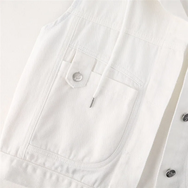 Vintage kamizelka dżinsowa z kapturem damska wiosna i jesień 2025 nowych moda kurtka bez rękawów topy dżinsy kamizelka damska odzież wierzchnia T1224